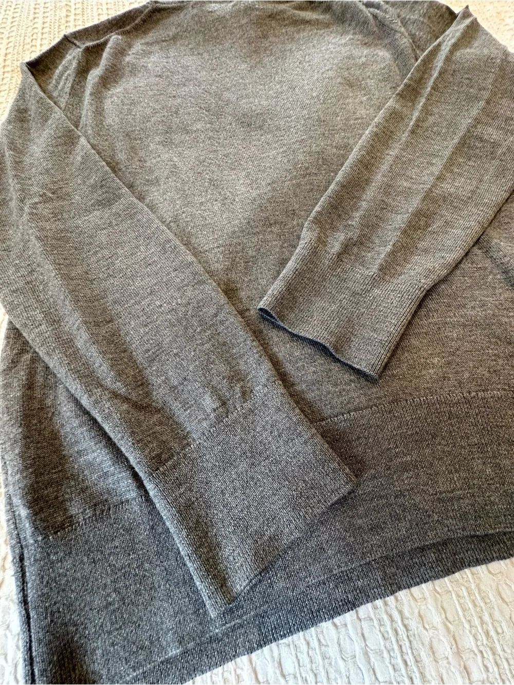 Men’s Banana Republic Quarter Zip Sweater Merino Wool Blend Gray Size M